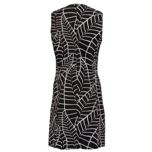 TORY BURCH Brown & White Leaf Print Zip-Up Corduroy Shift Dress, Size 4 - Picture 2 of 5